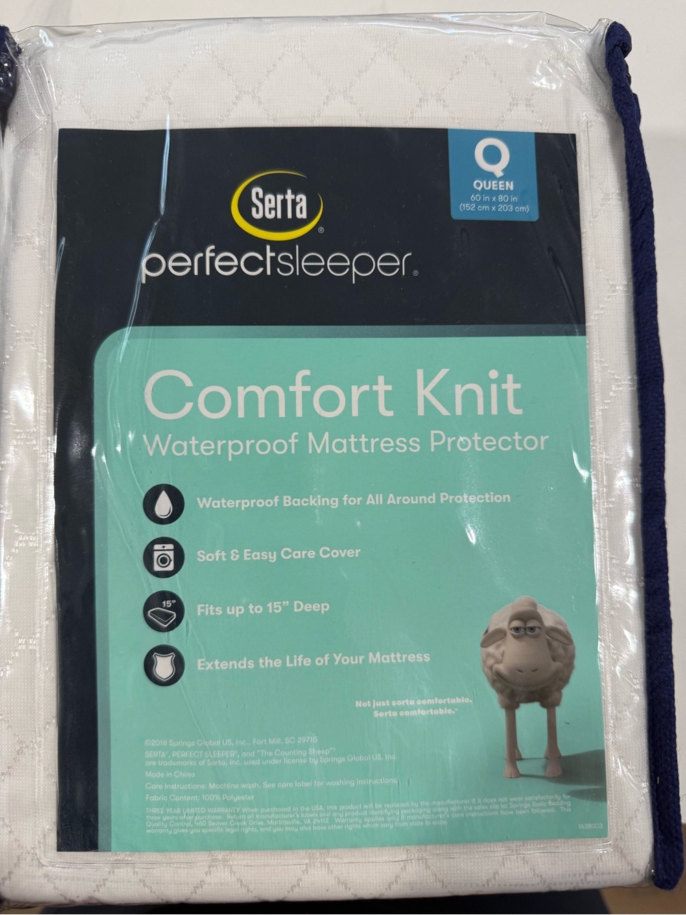 Perfect Sleeper Comfort Knit Waterproof Mattress Protector - White